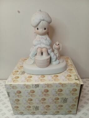 Precious Moments God Is Watching Over You Figurine Ice Bag On Head 1981